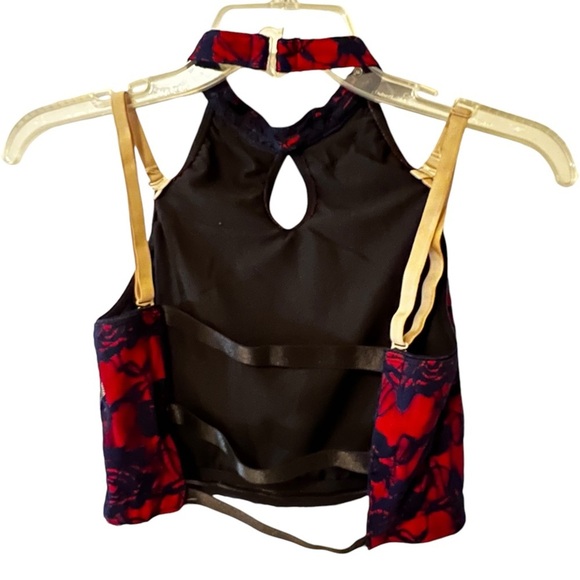 10th House small adult 2 piece dance set navy red lace Applique recital - Picture 10 of 16